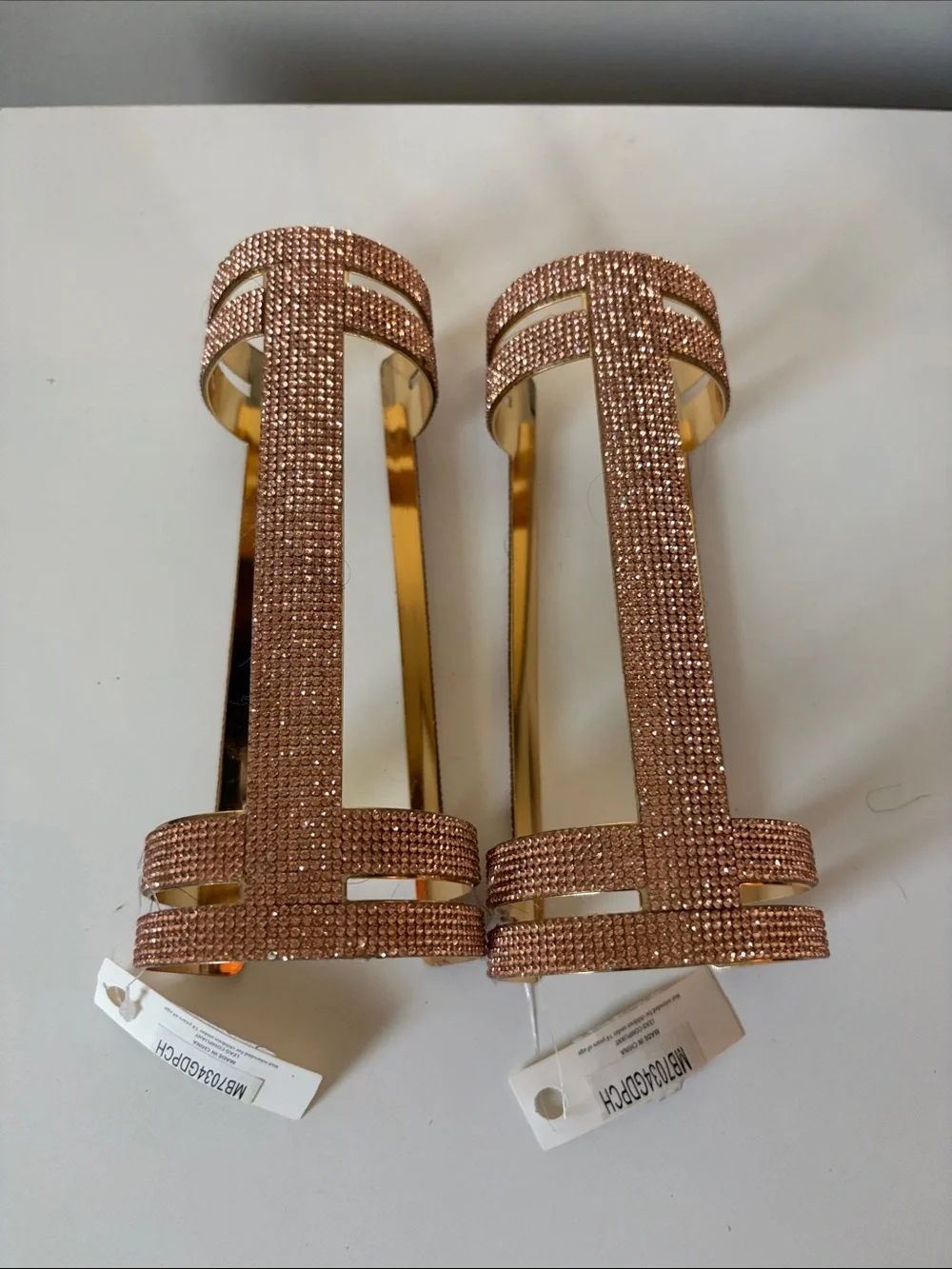 Luxurious Crystal-Embellished Rose Gold Cuff Bracelet - Women Accessories